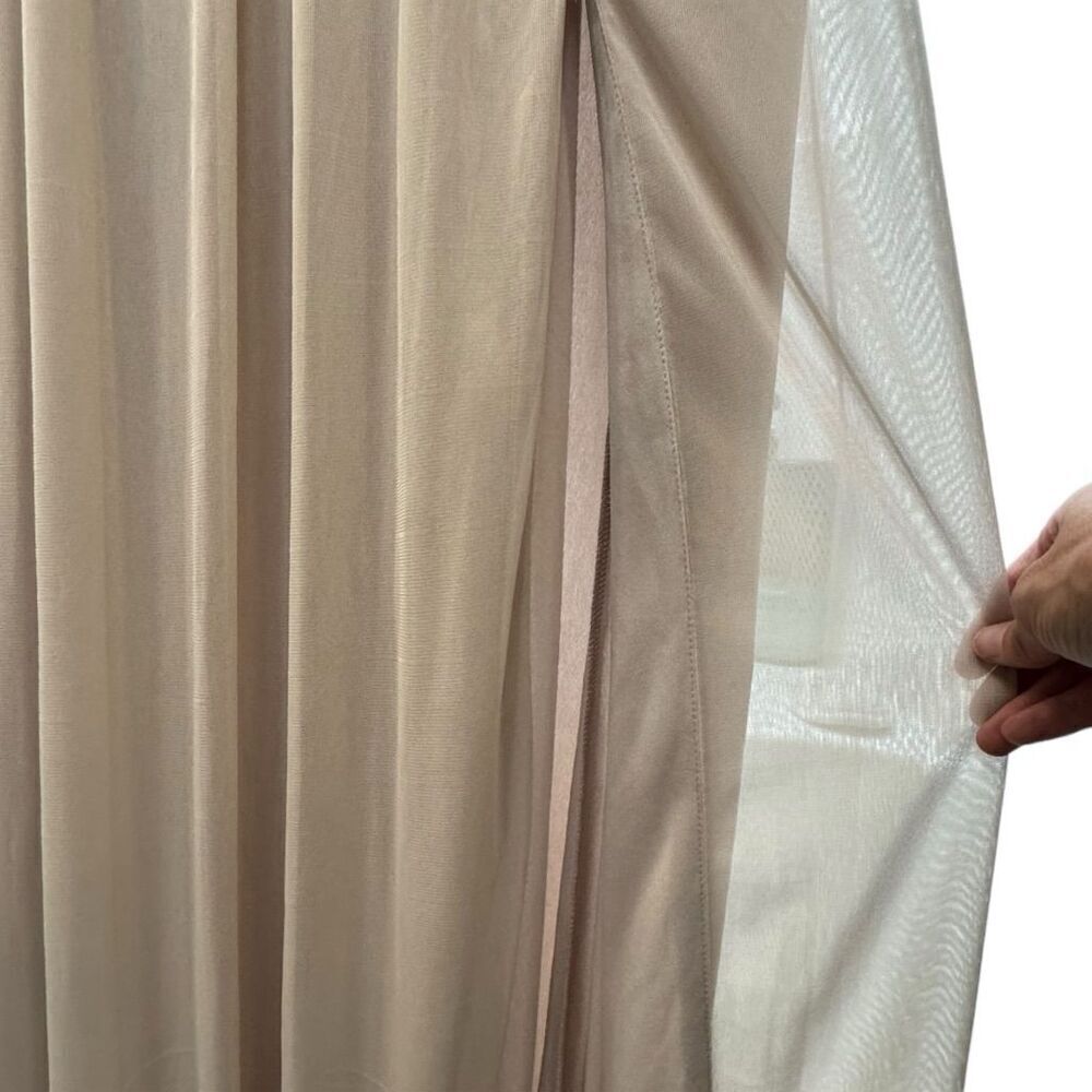 David's Bridal Spaghetti Strap Ruched Waist Mesh Dress Biscotti Size 2 Gown - Picture 12 of 16